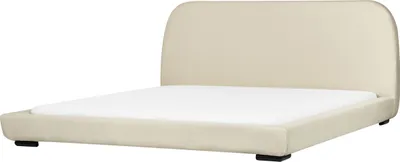Produktbild von BELIANI Wasserbett Hellbeige Stoffbezug mit Matratze 180 x 200 cm Zubehör Hohes Kopfteil Metallbeine Schlichtes Schlafzimmer Doppelbett Ehebett