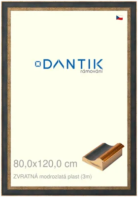 Obrázek produktu pro DANTIK rámeček 80x120 | ZVRATNÁ modrozlatá plast (Plexi Čiré)