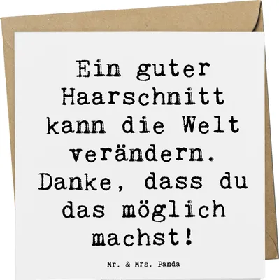 Produktbild von Mr. & Mrs. Panda Grußkarte Spruch Friseur Wunder - Weiß - Geschenk, persönliches, Künstler, Wertschätzung, Bedanken, Vertrauter, anlasskarte, Danke sagen, Aufmerksamkeit