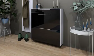 Produktbild von Schuhschrank Oliva 2 hängend Basic weiß schwarz