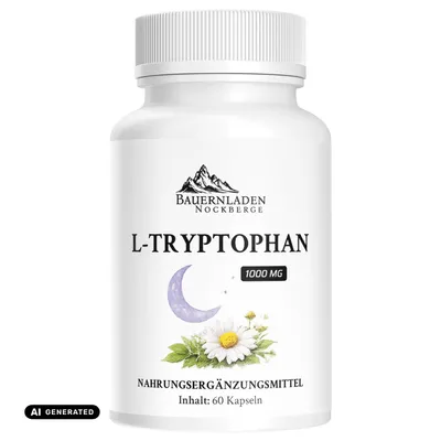 Produktbild von Bauernladen Nockberge | L-Trytophan Kapseln | 1.000 mg Tagesdosis, KI-generiertes Bild