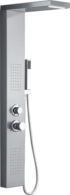 Produktbild von XMTECH Srebrny panel prysznicowy ze stali nierdzewnej, deszczownica 4 w 1, naścienny zestaw prysznicowy z masażem i prysznicem ręcznym do łazienki