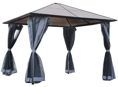 Immagine prodotto di Padiglione da giardino 3x3 metri - Tetto in metallo resistente - Struttura in metallo robusta - Tende a zanzariera - Colore: nero