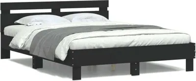 Image de Maison Exclusive - Cadre de lit avec LED sans matelas noir 150x200 cm