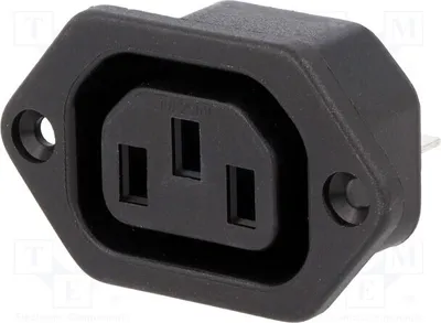 Immagine prodotto di 1 connettore: per alimentazione CA, presa 10A IEC-B-1, con terminali a filo