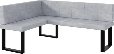 Produktbild von MEBLINI Eckbank für Esszimmer - Küchenbank - Essecke - Sitzecke Küche - PETER - U-Beine 128x168x87cm Links - Hellgrau Samt