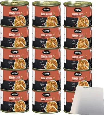 Produktbild von Menzi Serbische Bohnensuppe 3er Pack (15x200ml Dose) + usy Block