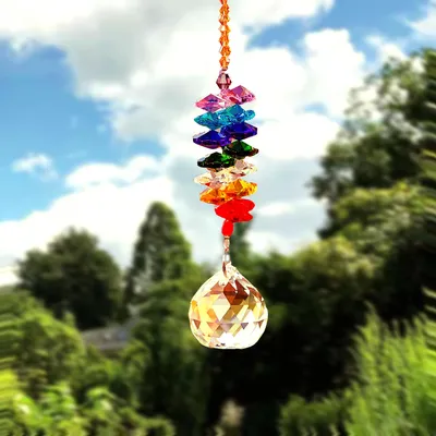 Produktbild von Kristall Sonnenfänger Regenbogen Anhänger 7 Chakra Fenster Deko, H0264