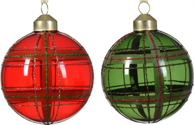Produktbild von Weihnachtskugel aus Glas, 8 cm Durchmesser, Serie LXXXI, Ronde Luxe Bewerkte Ballen