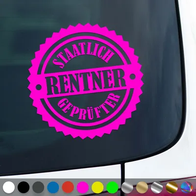 Produktbild von PantherPixel Rentner Aufkleber Senioren Rentnern Ruhestand Sticker Auto Geschenkidee Farbe Neon-Pink