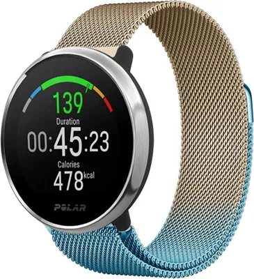 Produktbild von Strap-it Milanese Armband - Kompatibel mit Polar Ignite Armband Ersatzarmband Edelstahl Armband mit Magnetverschluss Sportuhr zubehör für Polar Unite Armband Blau