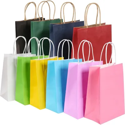 Produktbild von Geschenktüten Kraftpapier mit Henkel 40 Stück 21 x 27 x 11 cm 130 g/m² Bunt