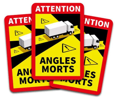 Produktbild von Angles Morts Aufkleber 25x17 cm – Frankreich Toter Winkel Kennzeichnung für LKW, Bus & Wohnmobil R143 LKW 3 Stück