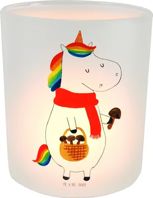 Produktbild von Mr. & Mrs. Panda Windlicht Glas Einhorn Pilz - Transparent - Geschenk, Einhörner, Unicorn, Motivation, Deko, Kerzenhalter, Draußen, Liebeskummer, kerzenbehälter, Spruch