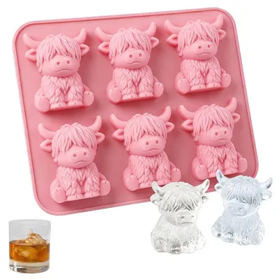 Silikon-Eisform Highland Cow, 6 Mulden, wiederverwendbar