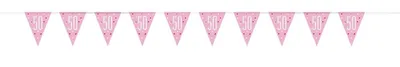 Produktbild von Wimpelkette rosa & silber Zahl 50