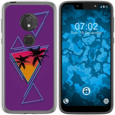 Produktbild von PhoneNatic Case kompatibel mit Motorola Moto G7 Play Silikon-Hülle Retro Wave Palmen M3