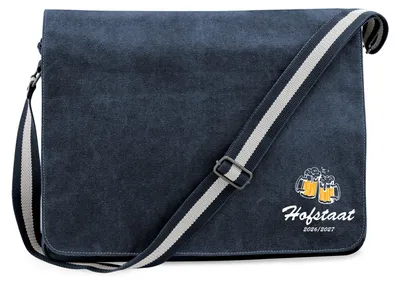 Produktbild von Huuraa Umhängetasche Hofstaat 2026/27 Bierkrug Schützenfest 14 Liter Vintage Navy Canvas Laptoptasche Geschenkidee