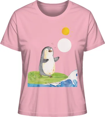 Produktbild von Mr. & Mrs. Panda Shirt Damen Pinguin Surfer Größe XL - Baumwolle Pink - Geschenk, Oberteil, T-Shirt Kurzarm, Portugal, Kurzarmshirt, Urlaub, Baumwoll, Motiviert, Hawaii