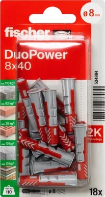 Produktbild von fischer Allzweckdübel DuoPower 8 x 40 K, 18 Stück