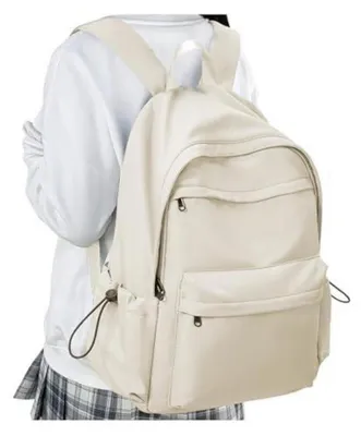Productafbeelding van Rugtas voor meisjes, tiener, met laptopvak (14 inch), waterdicht, beige