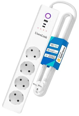 Zigbee Steckdosenleiste, 4 Steckdosen, 16 A, USB & Type-C, 1,5 m