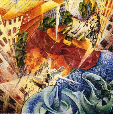 Produktbild von Legendarte - Kunstdruck auf Leinwand - Simultanvisionen - Umberto Boccioni - Wanddeko, Canvas cm. 60x60