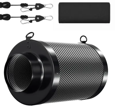 Obrázek produktu pro Vigevee Aktivní uhlíkový filtr Grow, 100 mm, odsávací filtr pro pěstební box, 250 mm, s předfiltrem