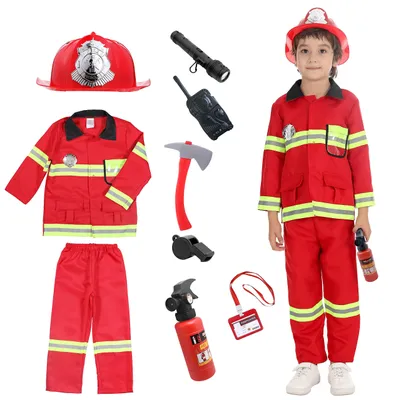 Brandweerman Kostuum Kinderen, Größe 3-4 Jahre, 7-teilig