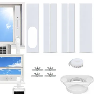 Produktbild von 4-teiliges ausziehbares Klimaanlagen-Windschutz-Set, 43–140cm, Fensterabdichtung,Luftleitblech für Klimaanlage zur besseren Luftführung und Abdichtung