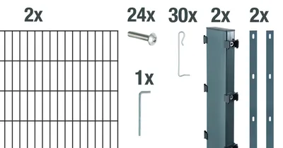 Immagine prodotto di Alberts 646271 Prolunga per gabbioni di recinzione Step², da inserire nel calcestruzzo, plastificata, antracite, larghezza 200 cm, altezza 100 cm