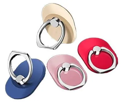 Image de 4 supports à anneau adhésifs pour téléphone portable, couleurs : or, rose, rouge, bleu