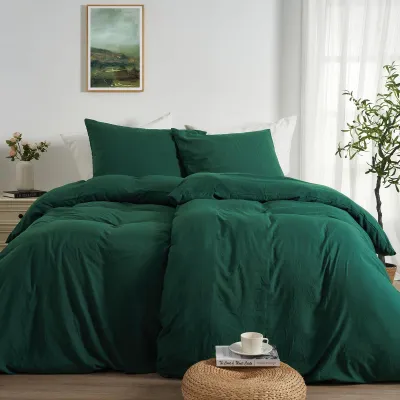 Obrázek produktu pro Tmavě zelená sada povlečení 135x200 cm se dvěma povlaky na polštáře