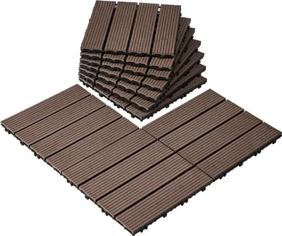 Image de Carreaux de terrasse - 27x carreaux à clipser - Carreaux de balcon 30x30 cm - Marron foncé - Carreaux robustes pour l'extérieur - Revêtement de sol de haute qualité