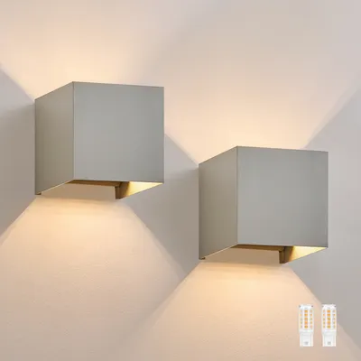 Produktbild von ZMH Led Wandleuchte 2ER Aussen Grau Wandlampe G9 Warmweiß Modern Up Down IP65 Wasserdicht Außenwandleuchte Einstellbarer Strahl Flurlampe