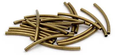 Produktbild von Vintageparts Tubenperlen Messing antik Bronze gebogen 30 mm, 20 Stück