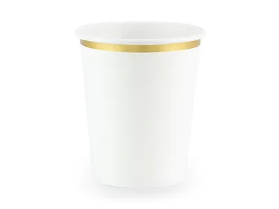 Zdjęcie produktu dla Kubeczki, białe ze złotą obwódką, 260 ml EU