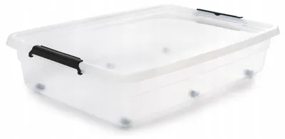 Produktbild von ORPLAST Kunststoffbehälter 60L flach unter dem Bett mit Deckel Organizer