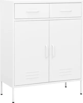 Obrázok produktu pre Nábytok Úložná skriňa biela 80x35x101,5 cm oceľ - Komody 336161