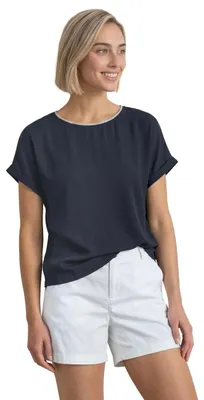Productafbeelding van Street One 2-in-1 blouse van chiffon met bateau halslijn, donkerblauw, maat 38