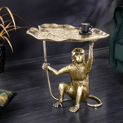 Produktbild von riess-ambiente Beistelltisch WILDLIFE MONKEY 60cm gold Metall Couchtisch antik