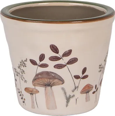 Produktbild von Clayre & Eef Blumentopf Ø 12x11 cm Beige Keramik Pilze
