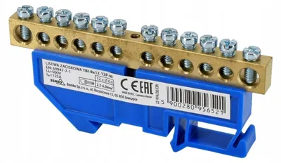 Immagine prodotto di Morsetto per guida 8x12 a 12 vie blu Bemko