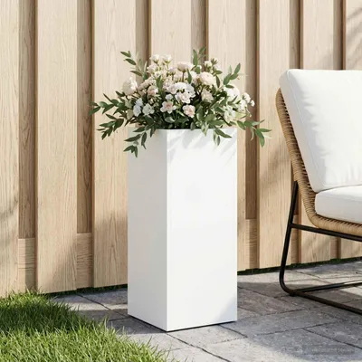 Produktbild von Maison Exclusive - Garten-Pflanzgefäß Weiß 20 x 20 x 50 cm Kaltgewalzter Stahl