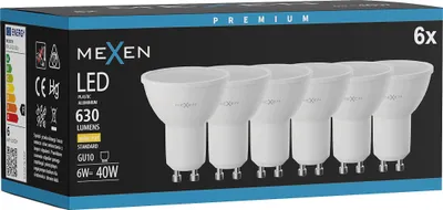 Obrázek produktu pro Mexen Nova 6x LED žárovka GU10, 6W, Teplá - 3000K, 630 lm - L107-GU10-0630-01x06