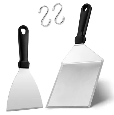 Obrázek produktu pro Sada dvou nerezových grilovacích špachtlí pro grilování a vaření na teppanyaki