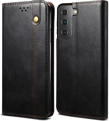 Image de Etui pour Samsung Galaxy S21 5G, étui en cuir avec fonction stand noir