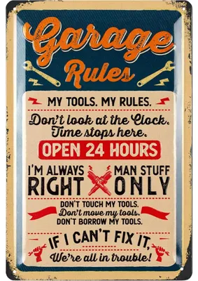 Produktbild von LANOLU Retro Blechschild Werkstatt Schild, Geschenk für Mechaniker als Werkstatt Deko passend zur Garage, Vatertagsgeschenk, 20x30cm