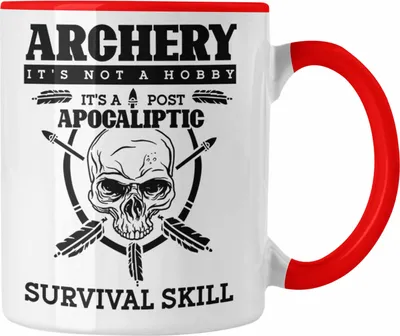 Produktbild von Trendation - Lustige Bogenschießen Tasse Bogenschütze Motiv Geschenkidee Pfeil und Bogen Fans (Rot)