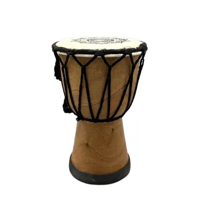 Produktbild von Handgefertigte Djembe-Trommel mit breiter Decke, Motiv "Mandala", 10cm